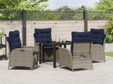 Garden Dining Set with Cushion 5 pcs Grey and Black Rattan 3380576
