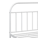 Bed Frame White Powder-Coated Steel Double Bed Frame 353708