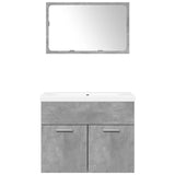 3 Piece Bathroom Furniture Set Concrete Grey Engineered Wood 3324862