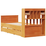 Bookcase Bed without Mattress Wax Brown 100x200 cm Solid Wood Pine 3308929