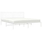 ZNTS Metal Bed Frame with Headboard White 183x213 cm 374491