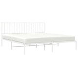 ZNTS Metal Bed Frame with Headboard White 183x213 cm 374491