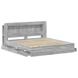 Bed Frame with Storage Grey Sonoma 200 x 200 cm Engineered Wood 3434072