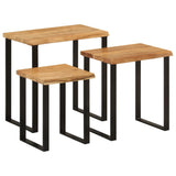 Nesting Tables 3 pcs with Live Edge Solid Wood Acacia 372760
