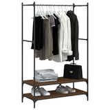 Clothes Rack with Shelves Brown Oak Engineered Wood 834204