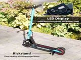 Folding Electric Scooter for Kids, with Dual Brakes, Front Suspension, LED Colourful Lights, Blue T3398P349454