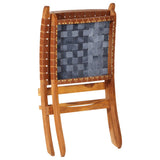Folding Relaxing Chair Brown Real Leather 356376