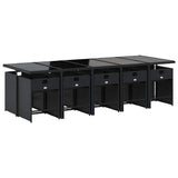 11 Piece Garden Dining Set with Cushions Black Poly Rattan 3211111