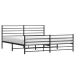 Metal Bed Frame without Mattress with Footboard Black 200x200cm 352344