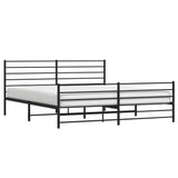Metal Bed Frame without Mattress with Footboard Black 200x200cm 352344