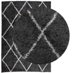 ZNTS Shaggy Rug High Pile Modern Black and Cream 160x230 cm 375413