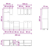 Kitchen Unit Lyon 8 pcs Old Wood Engineered Wood 3445840