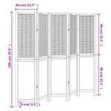 Room Divider 5 Panels Dark Brown Solid Wood Paulownia 358710