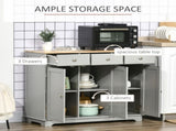 Sideboard with Rubberwood Top and Adjustable Shelves for Dining Room, Kitchen - Grey T3398P378034