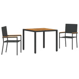 Garden Dining Set 3 pcs Black and Brown Poly Rattan 3365402