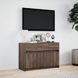 TV Cabinet with LED Brown Oak 91x34x61 cm Engineered Wood 852186