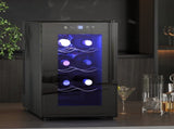 Mini Table Top Wine Fridge, 8 Bottle, 17L, 8-18&degC, 26.5cm Quiet Under Counter Wine Cooler Fridge T3398P343508