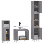 ZNTS 3 Piece Bathroom Cabinet Set Grey Sonoma Engineered Wood 3187795