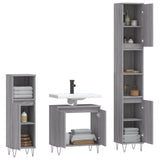 ZNTS 3 Piece Bathroom Cabinet Set Grey Sonoma Engineered Wood 3187795