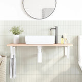 Basin Shelf Wall Mounted Steel and Solid Wood Oak 3302602