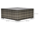 Square PE Wicker Rattan Table with Glass Top - Dark Grey T3398P323875