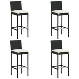 5 Piece Garden Bar Set with Cushions Black Poly Rattan 3203939