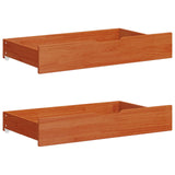 Bed Frame with Drawer with Storage Wax Brown Solid Pine Wood 3423809