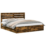 Bed Frame with Drawer Smoked Oak 180 x 200 cm Engineer Wood 3411487