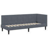 Corner Bed Frame with Headboard Dark grey 80 x 200 cm Velvet 42016329