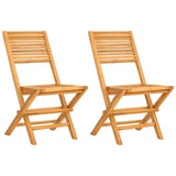 Folding Garden Chair Set of 2 Natural Wood Solid Teak Wood Medium 362761