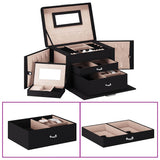 Jewellery Box 3-Layer with Mirror Lockable Black 26x18x17.5 cm 4103559