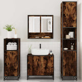 4 Piece Bathroom Furniture Set Smoked Oak Engineered Wood 3301217