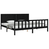 Bed Frame without Mattress Black 200x200 cm Solid Wood Pine 3192970