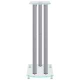 Speaker Stands 2 pcs Silver Tempered Glass 3 Pillars Design 51802