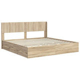 Bed Frame with Storage and Headboard Sonoma Oak 200 x 200 cm 3414277