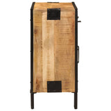 Sideboard 80x31x66 cm Solid Rough Wood Mango and Metal 355843