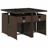 Garden Dining Set Brown Poly Rattan Four-seater Stackable 3211077