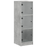 Highboard with Glass Doors Concrete Grey 35x37x109 cm 836388