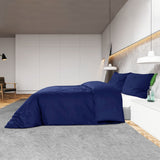 Duvet Cover Set Navy Blue 260x240 cm Cotton 136148