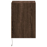ZNTS Wall-mounted Bedside Cabinet with LED Lights Brown Oak 3307987