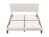 4ft6 Double Upholstered Velvet Bed Frame, with Adjustable Button-Tufted & Riveted Headboard, Velvet N652P179786W