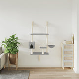 Wall-mounted Cat Tree with Scratching Post Light Grey 153 cm 172405