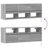 TV Wall Cabinet with LED Lights Grey Sonoma 130x31x45 cm 852346