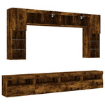 8 Piece TV Wall Cabinet Set with LED Lights Smoked Oak 3216768