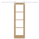 Sliding Door Natural 61 x 198.5 cm Solid Pine Wood and Glass 3332405