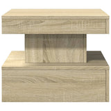 Coffee Table with LED Lights Sonoma Oak 50x50x40 cm 839842