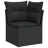 Garden Sofa Set with Cushion 7 pcs Black Poly rattan 3348299