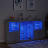 Sideboard with LED Lights Concrete Grey 202x37x100 cm 3209187