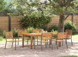 Garden Dining Set 7 pcs Grey Solid Acacia Wood 3365539