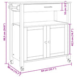 Kitchen Trolley MONZA Black 84 x 40 x 88.5 cm Solid Pine Wood 42027040